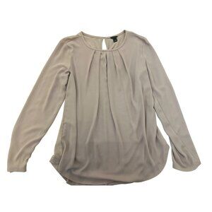 Ann Taylor Womens Blouse Medium Lavender Keyhole Solid Print Elegant Career